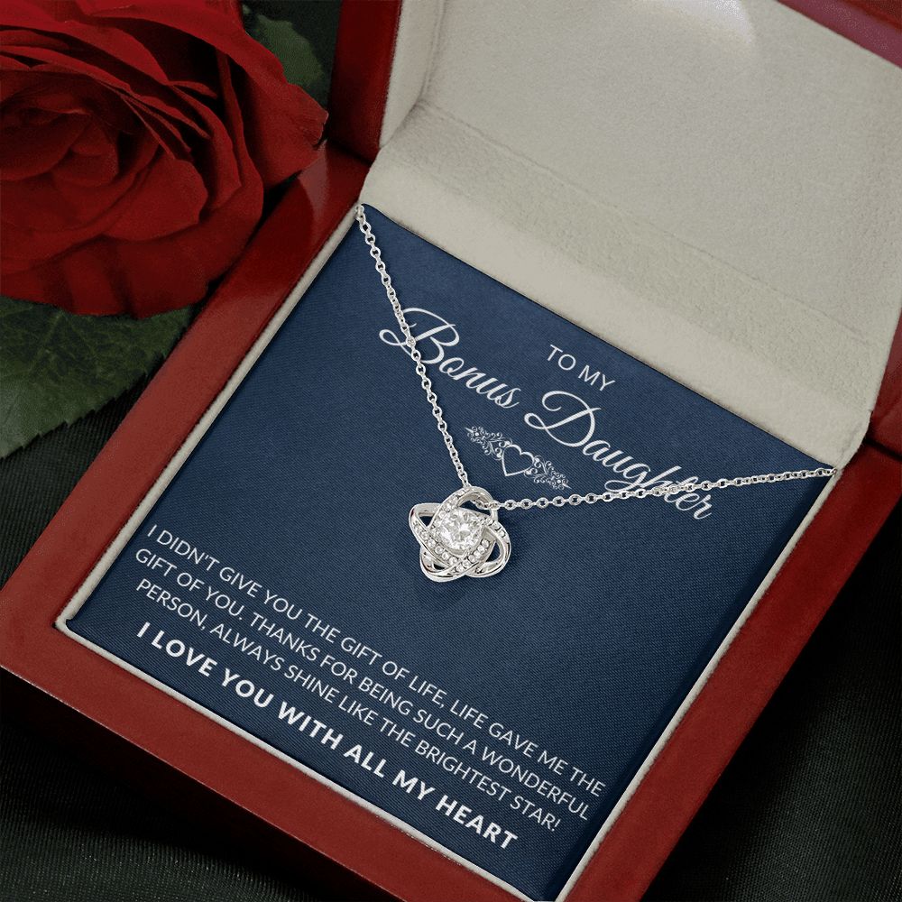 To My Bonus Daughter - Life Gave Me The Gift Of You - Navy Card - The Jewelry Page