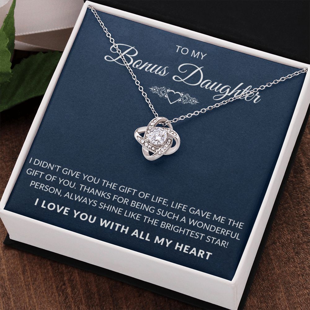 To My Bonus Daughter - Life Gave Me The Gift Of You - Navy Card - The Jewelry Page