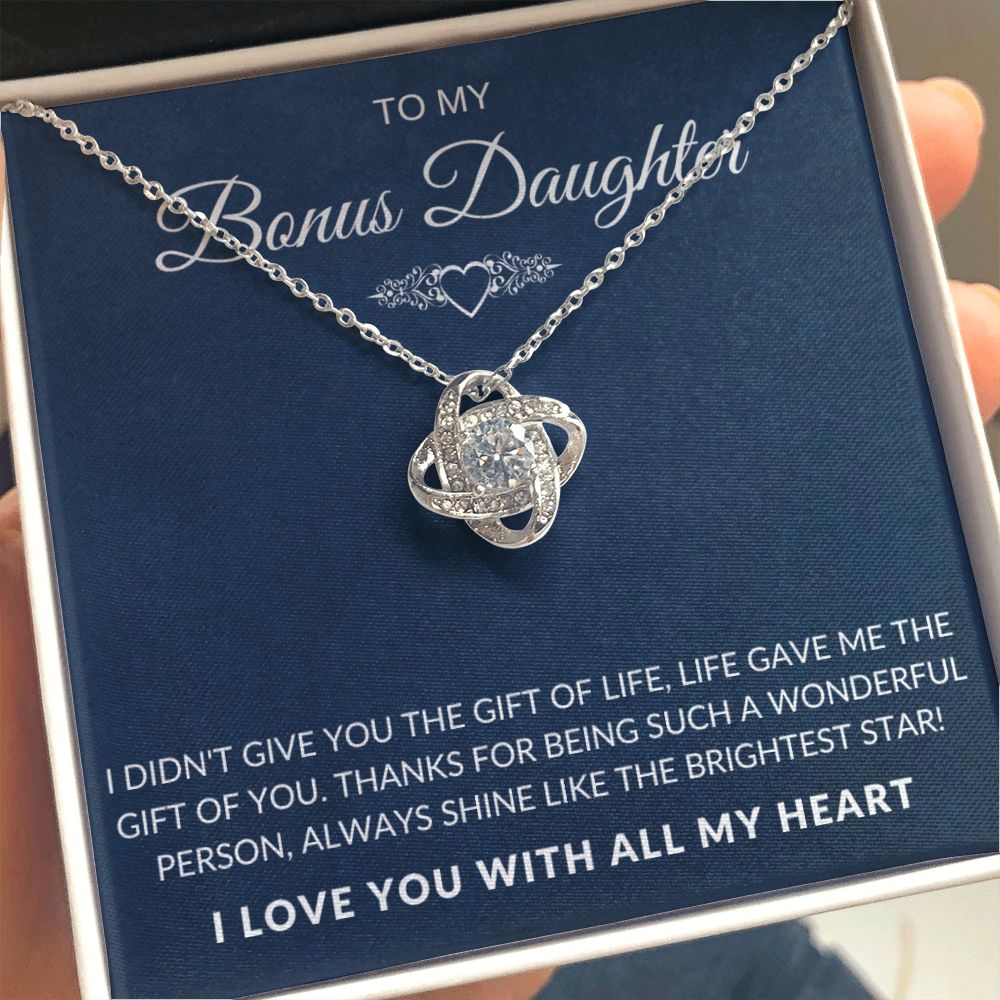 To My Bonus Daughter - Life Gave Me The Gift Of You - Navy Card - The Jewelry Page